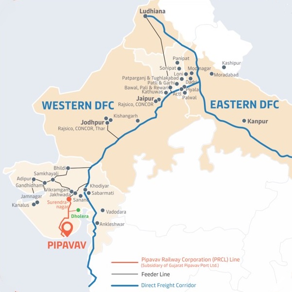 Western Dedicated Freight Corridor India - Map